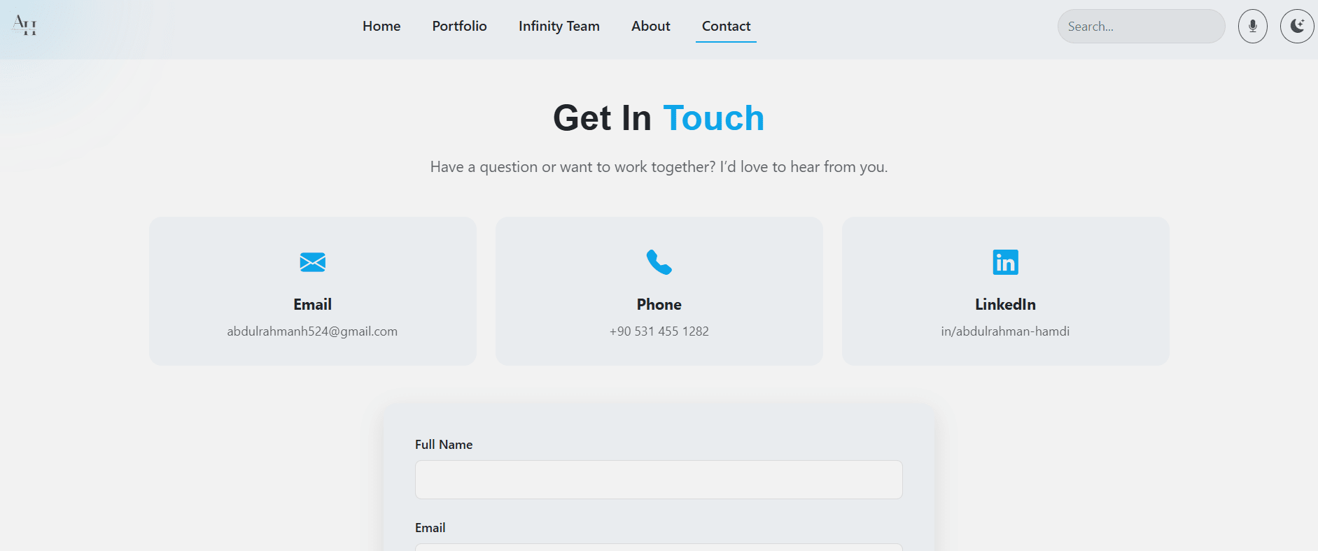 Personal Portfolio & Infinity Team Platform gallery image 4
